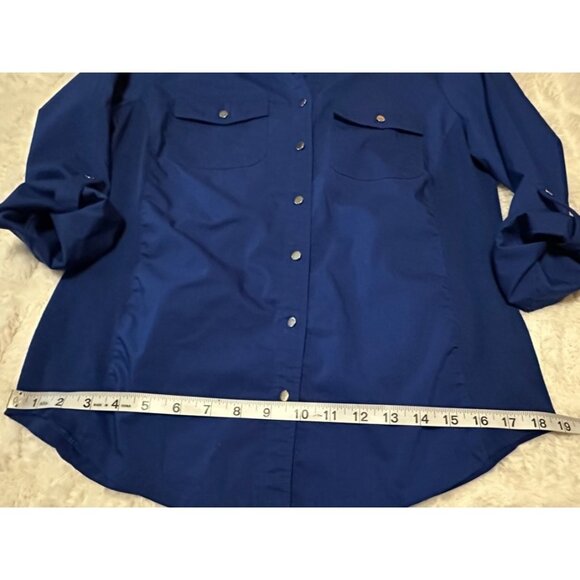 Croft & Barrow Stretch Blue Blouse Cotton Polyester Blend Women's Size SMALL - Picture 9 of 14